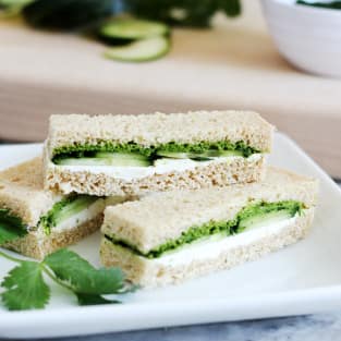 Cucumber and mint cilantro chutney tea sandwiches photo