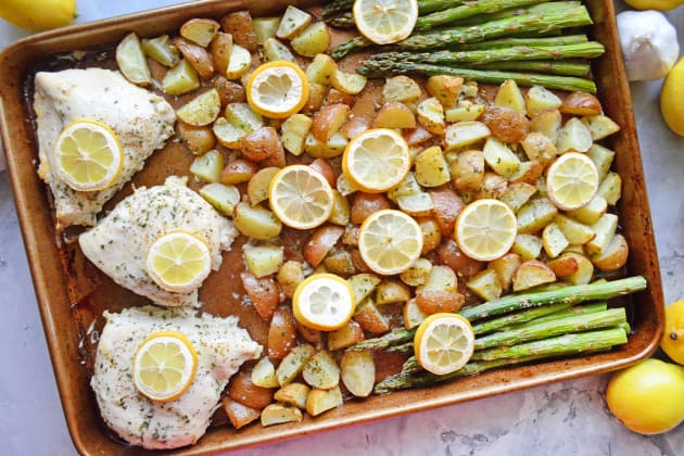 Lemon Chicken Asparagus Sheet Pan Dinner Image