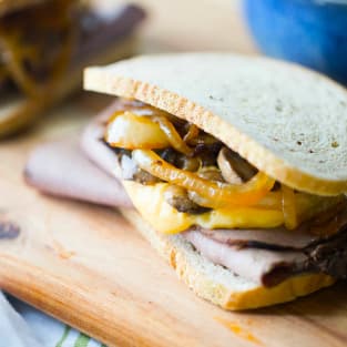 Roast beef and cheddar sandwiches photo