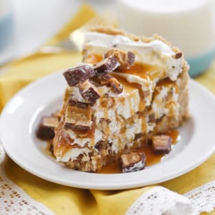 No bake peanut butter snickers cheesecake photo