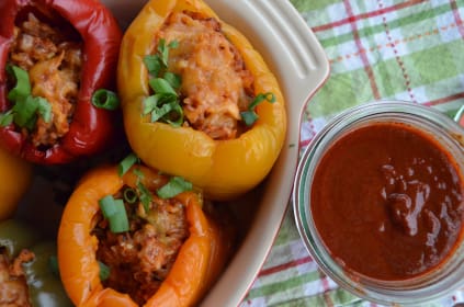 Slow Cooker Chicken Enchilada Stuffed Peppers: Super for Cinco de Mayo