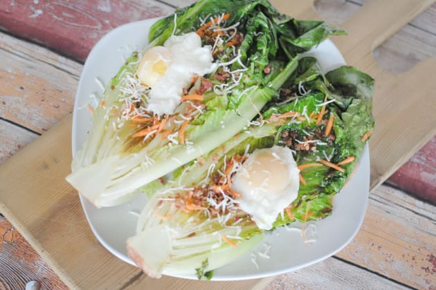 Grilled Romaine with Poached Eggs Photo