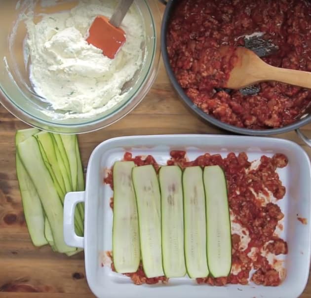 Making Zucchini Lasanga