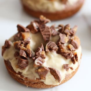 Baked peanut butter chocolate donuts photo