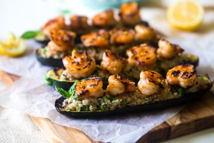 Grilled Stuffed Zucchini with Shrimp