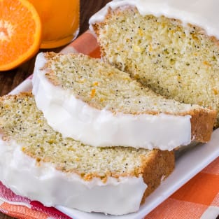 Frosted orange poppy seed bread photo