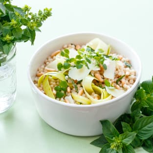 Deconstructed pesto couscous salad photo
