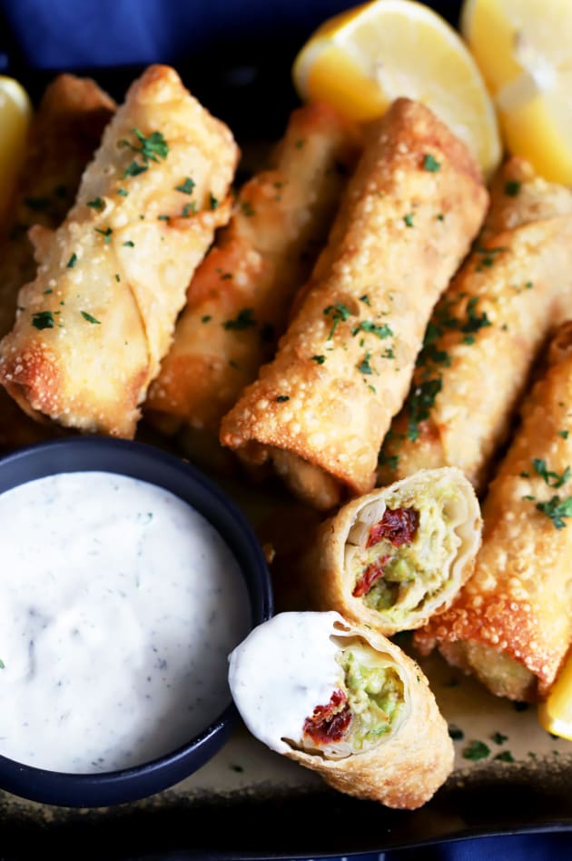 Avocado Sundried Tomato Egg Rolls with Creamy Ranch Dipping Sauce ...