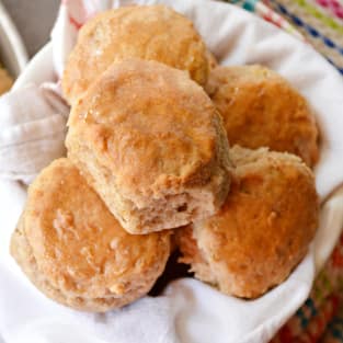 Apple biscuits with honey butter glaze photo