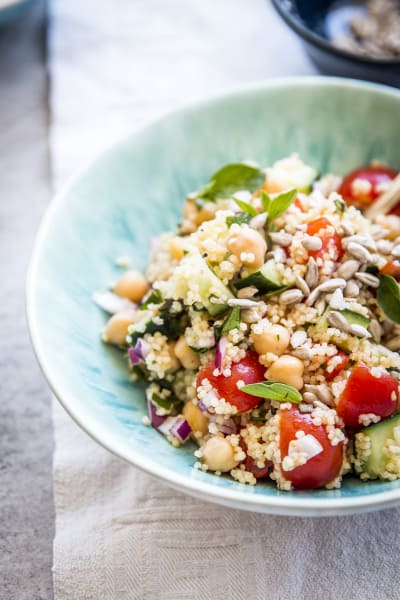 Mediterranean Chopped Chickpea Couscous Salad Recipe - Food Fanatic