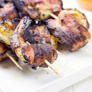 Grilled bacon wrapped shrimp photo