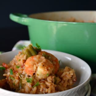 Andouille and shrimp jambalaya picture