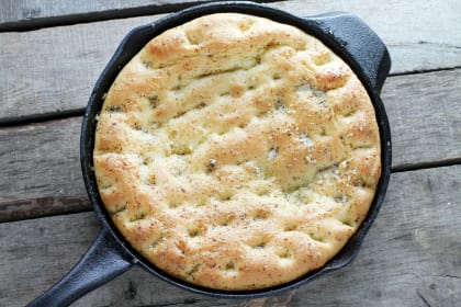 Easy Focaccia Bread Baked Up In Your Skillet