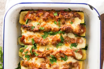 Italian Sausage Stuffed Zucchini Boats