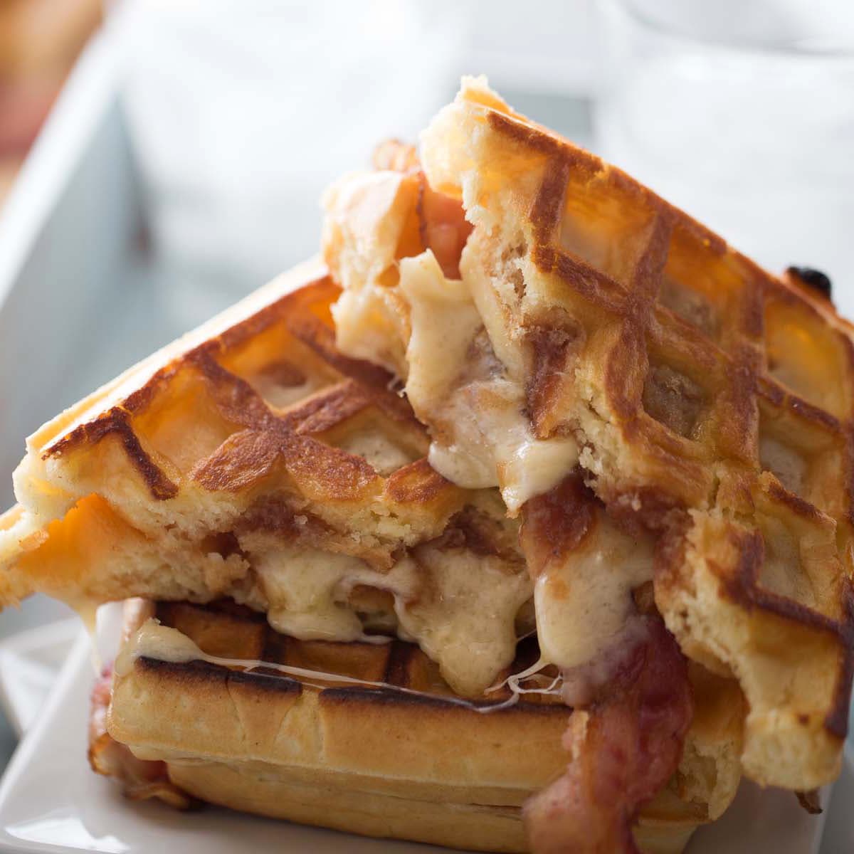 Apple Butter Bacon Waffle Sandwich Recipe Food Fanatic