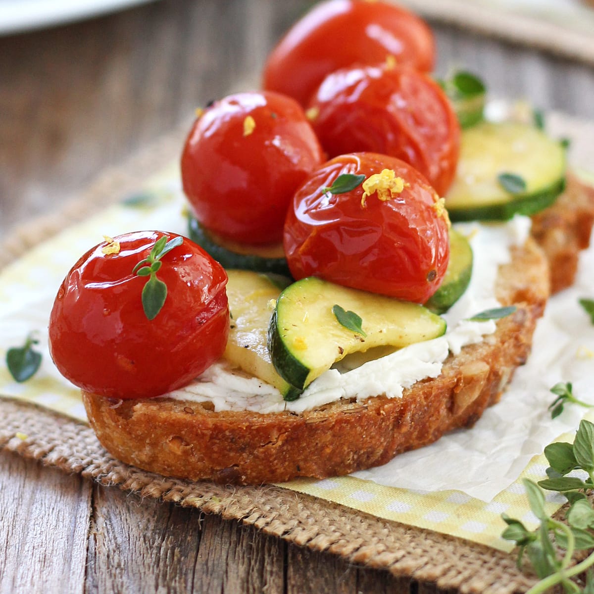 Roasted Zucchini And Tomato Crostini Recipe Food Fanatic