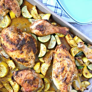 Sheet pan chicken and squash dinner photo