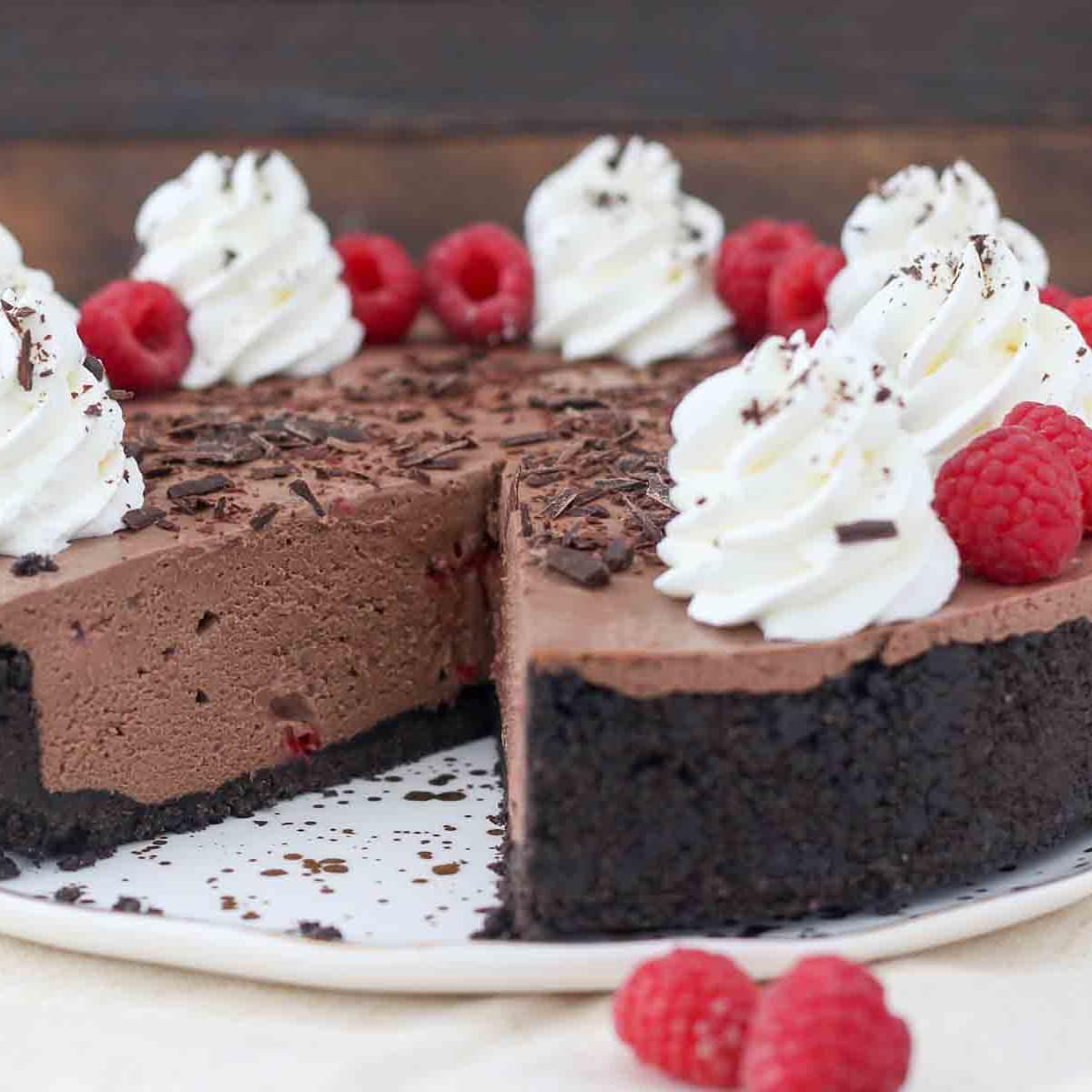 No Bake Chocolate Raspberry Cheesecake Recipe Food Fanatic