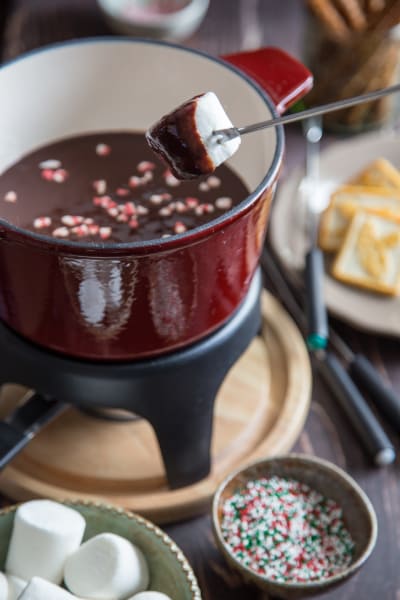 Chocolate Peppermint Fondue | 10 Classy Fondue Recipes and Dipping Ideas for New Years Eve Parties