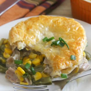 Leftover turkey puff pastry pot pies photo