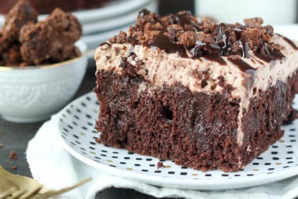 Brownie Batter Poke Cake