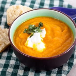 Roasted carrot ginger soup photo