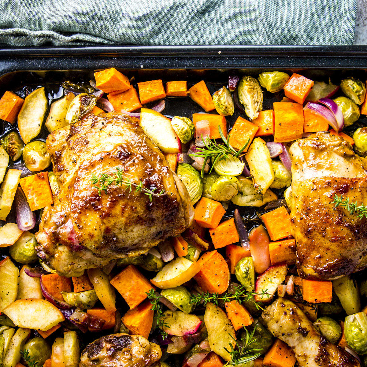 Balsamic Glazed Chicken And Winter Vegetable Sheet Pan Dinner