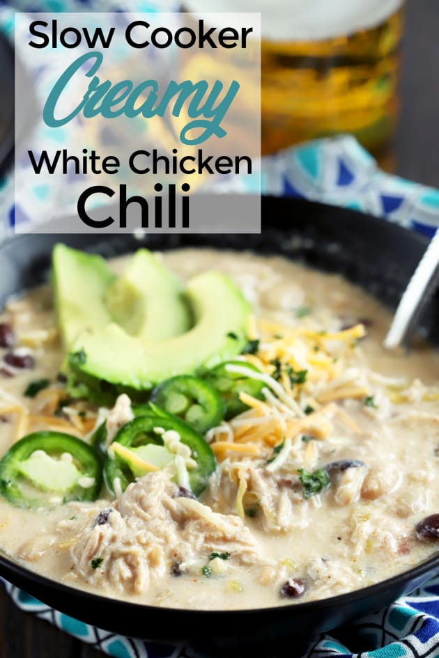 Slow Cooker Creamy White Chicken Chili Recipe - Food Fanatic