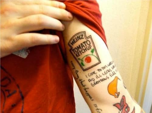 Heinz ketchup bottle by Victoria Cabral at Cold Heart Tattoo Co in Windham  Maine  Heinz ketchup Ketchup Bottle tattoo