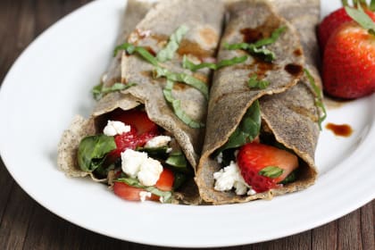 Strawberry Spinach Buckwheat Crepes