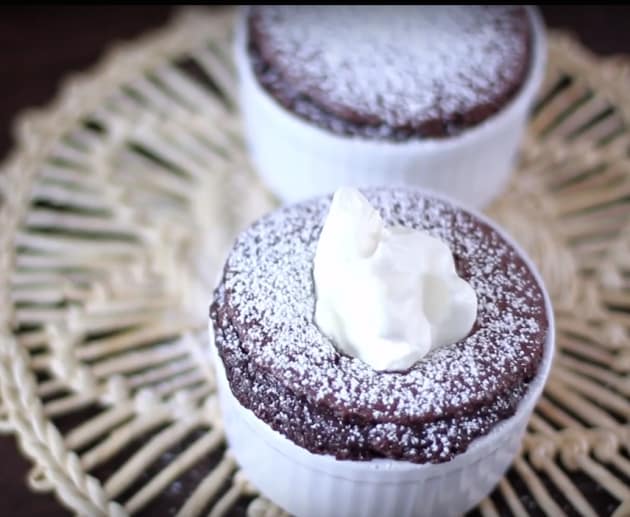 Chocolate Soufflé with Whipped Cream