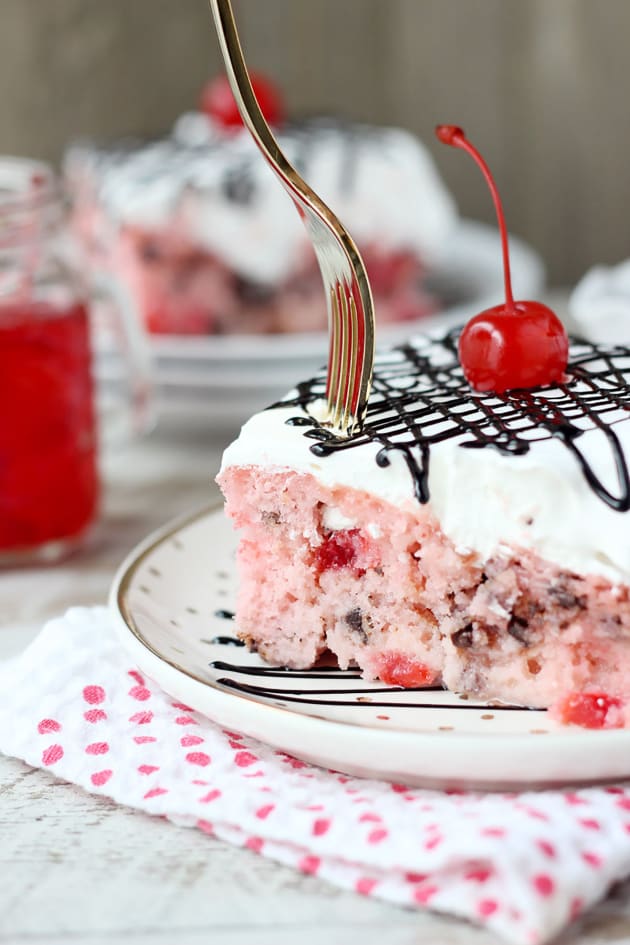 Cherry Chocolate Chip Poke Cake Picture
