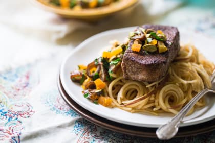 Moroccan-Style Pork with Apple Noodles