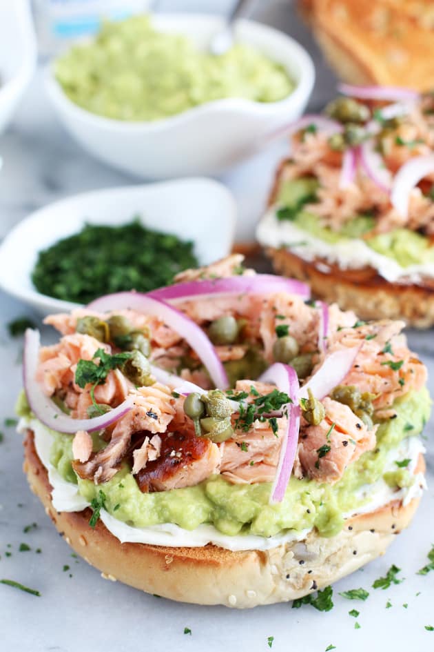 Smoked Salmon Avocado Cream Cheese Bagel Image