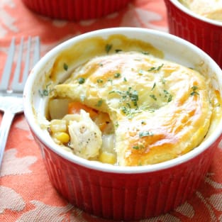 Individual puff pastry chicken pot pies photo