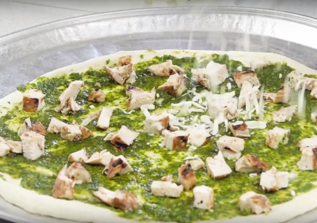 Making Cilantro Lime Chicken Pizza
