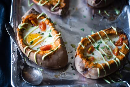 Whole 30 Mexican Egg Baked Sweet Potatoes