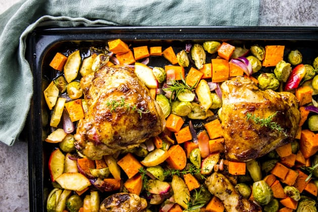 Balsamic Glazed Chicken and Winter Vegetable Sheet Pan Dinner Photo