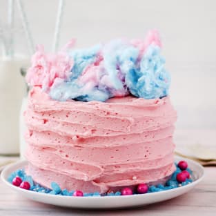 Cotton candy layer cake photo