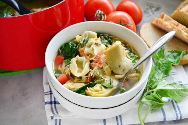 Lemon Artichoke Chicken Tortellini Soup Image