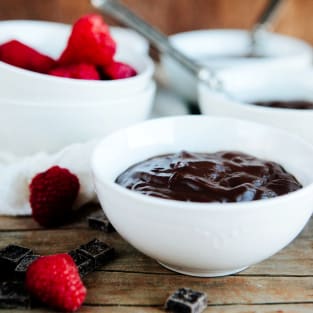 Dark chocolate raspberry pudding photo