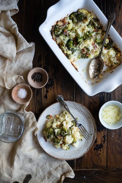 Loaded Broccoli Cauliflower Cheese Casserole Recipe - Food Fanatic