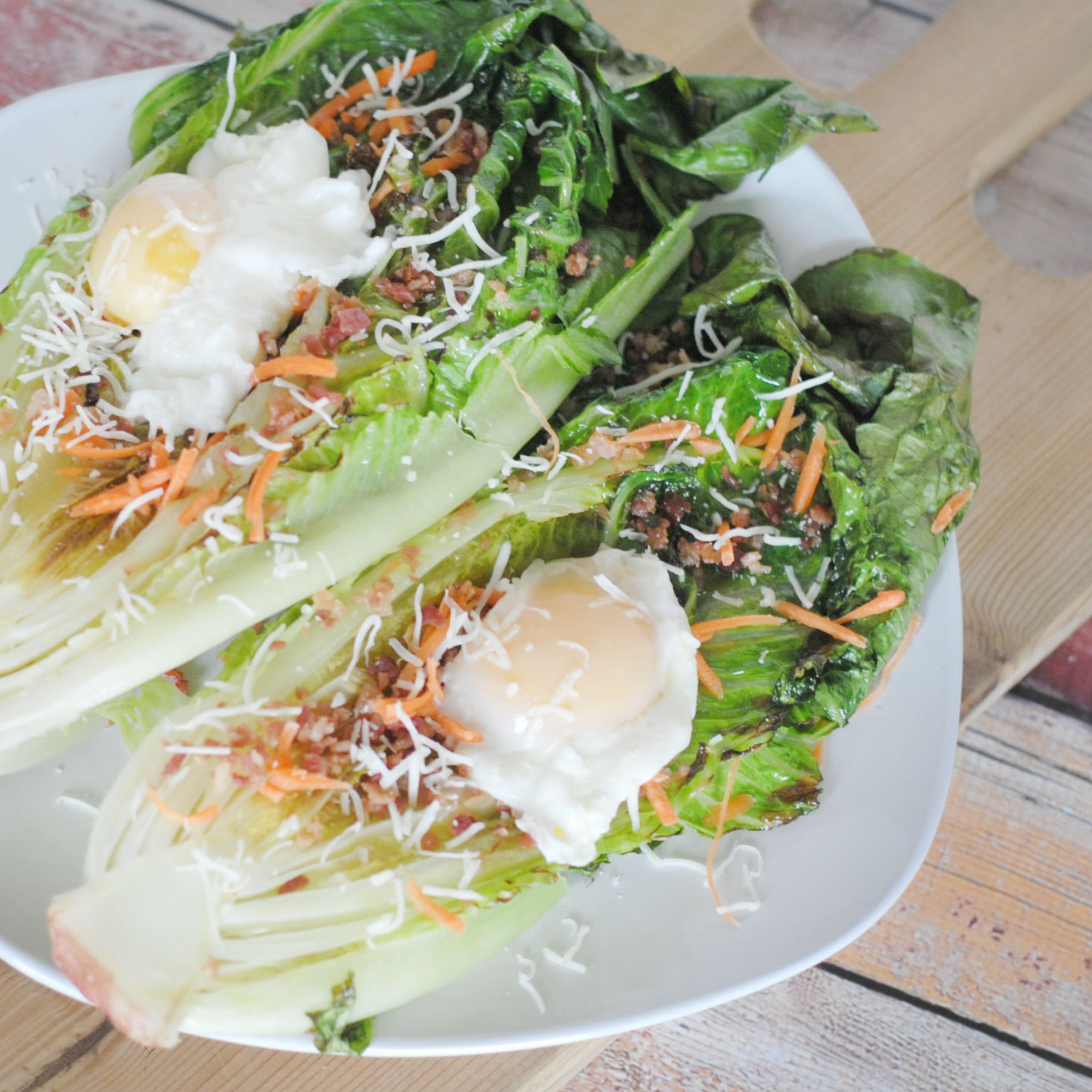 Grilled Romaine With Poached Eggs Recipe Food Fanatic