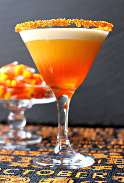 Candy Corn Martini Picture - This candy corn martini proves Halloween isn't just for kids! Drink up, you earned it on that trick-or-treating trek through the neighborhood.