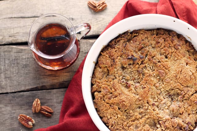 Maple Bread Pudding: Pure Madness with Waffles, Bacon and Pecans