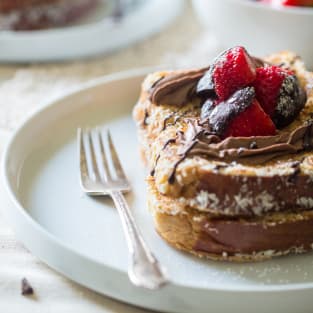 Chocolate strawberry brioche french toast photo