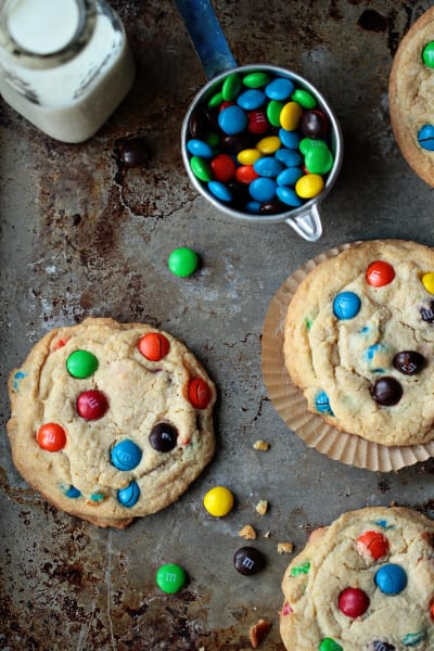 Giant M&M Chocolate Chip Cookies — Bless this Mess