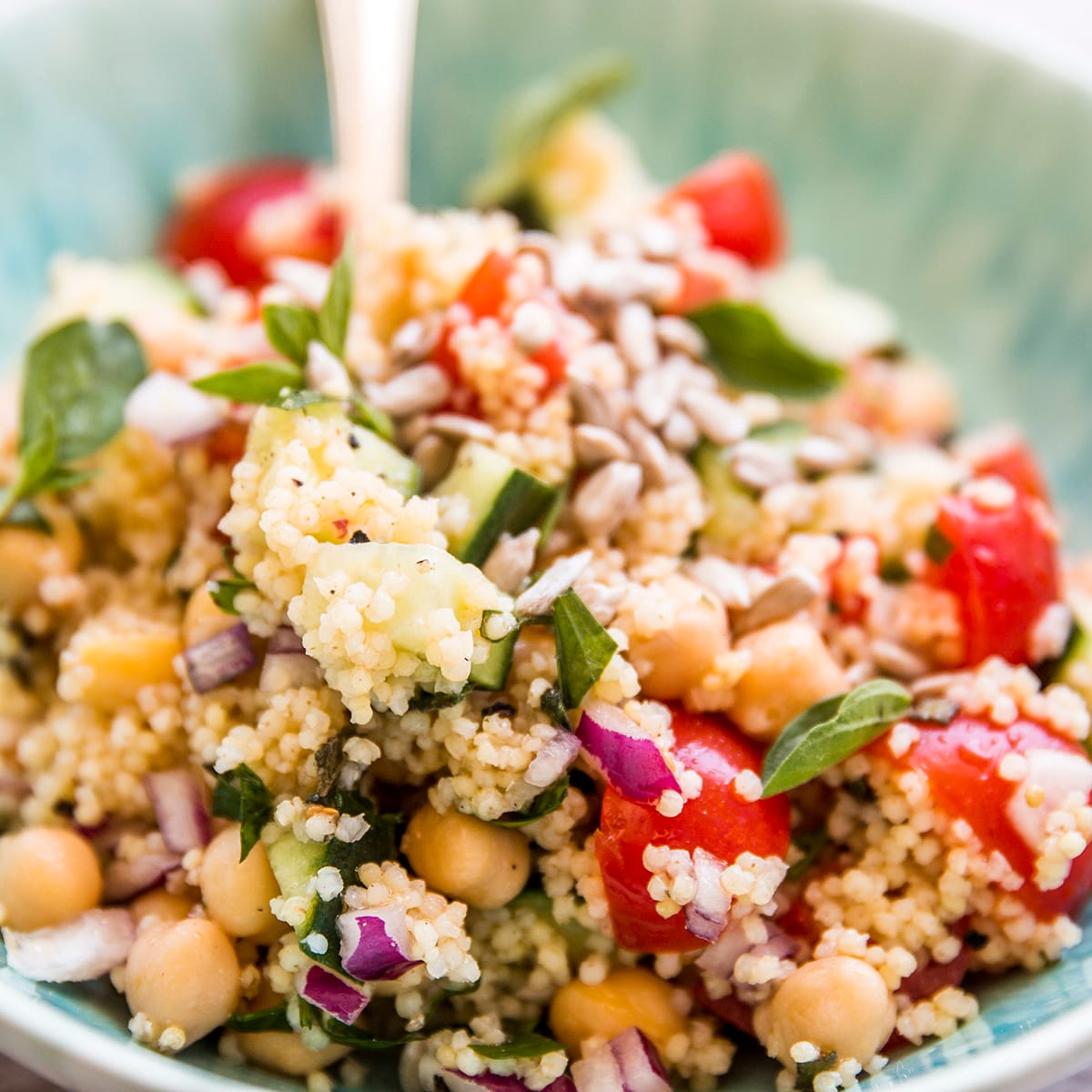 Mediterranean Chopped Chickpea Couscous Salad Recipe Food Fanatic