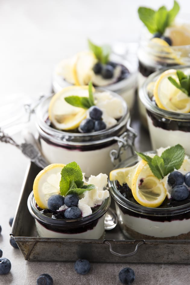 Lemon Blueberry No Bake Cheesecakes - Food Fanatic