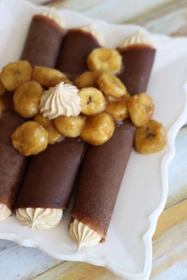 Chocolate Crepes with Peanut Butter Marshmallow Filling Image